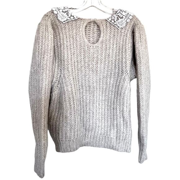 Topshop crochet exaggerated collar sweater in ecru size XL - Picture 5 of 10